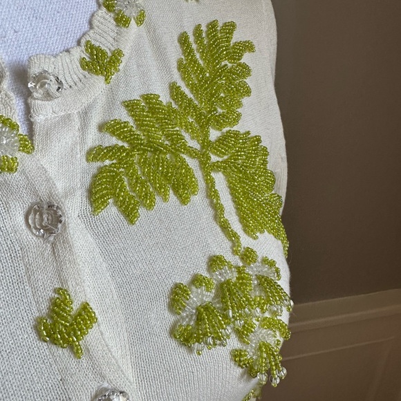 Nanette Lepore Ivory Hand Beaded Cardigan Sweater size Small - Picture 3 of 15